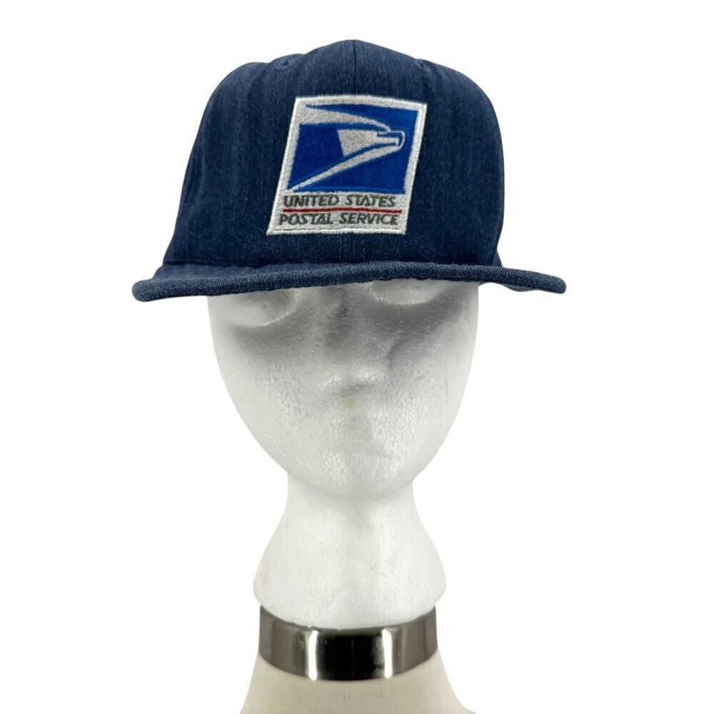 Vintage USPS Adult One Size Hat Blue Logo Snap Back Adjustable USA Made